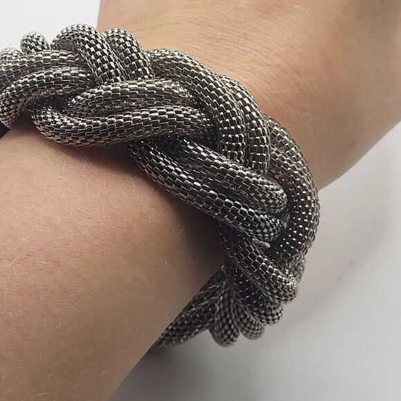 Chunky Silver Metal Mesh Bracelet 8in - Picture 5 of 5